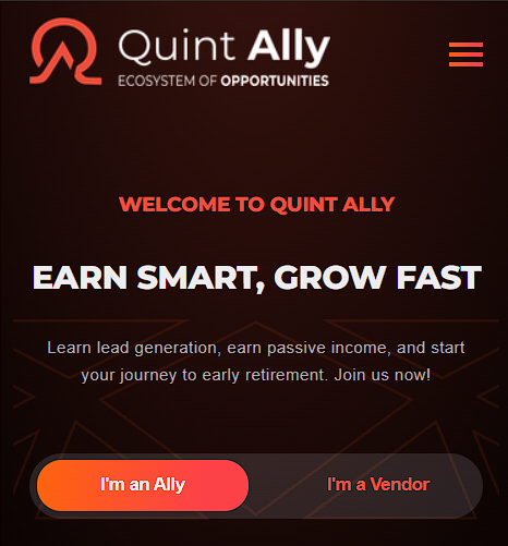 Ally homepage with clear path to success