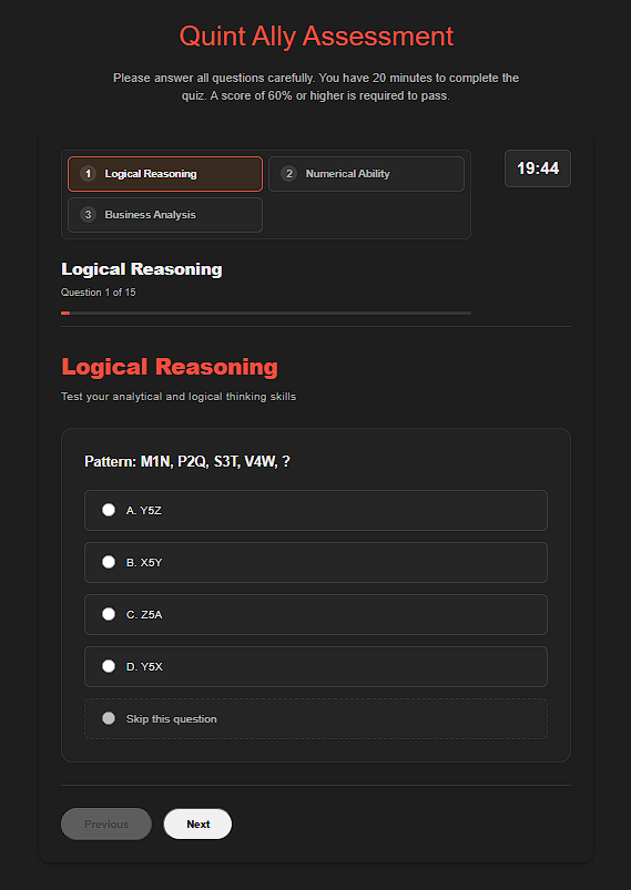 Qualification quiz for potential allies