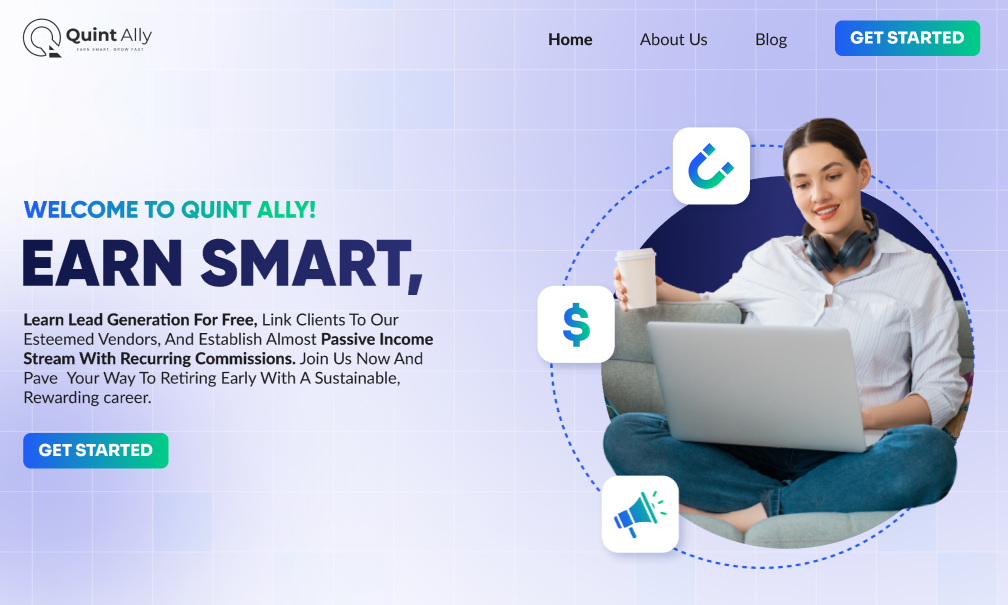 Previous Quint Ally website showing single theme approach